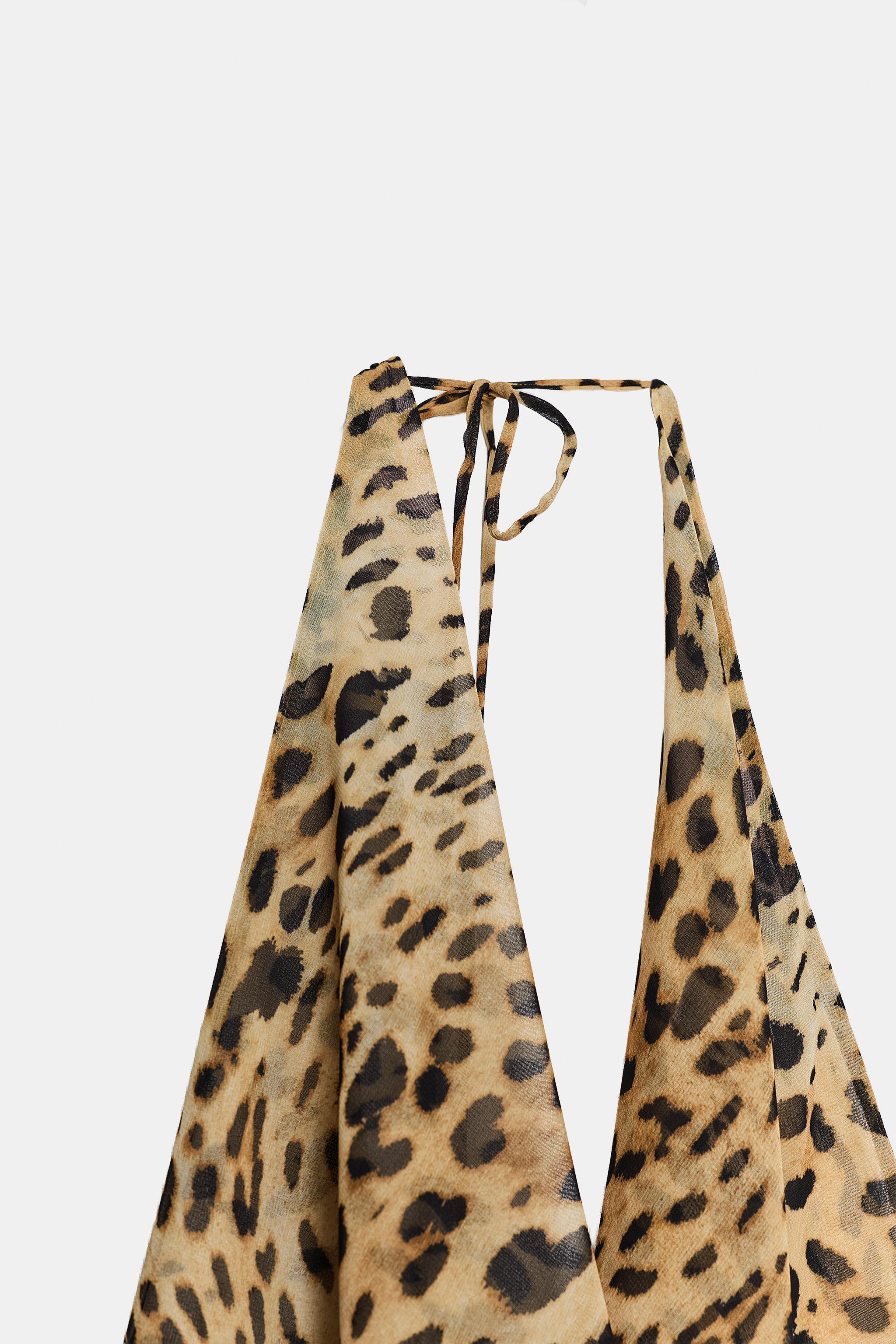 ANIMAL PRINT GEORGETTE HALTER LONG DRESS